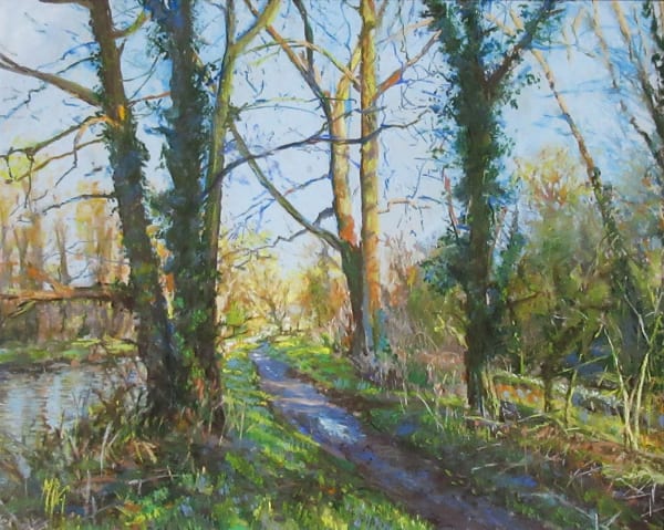 Margaret Glass PS Early Spring Walk, River Gipping pastel 16 x 20 "