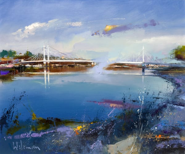 Peter Wileman FROI RSMA FRSA Clearing Mist, Albert Bridge Oil on canvas 20 x 24 "