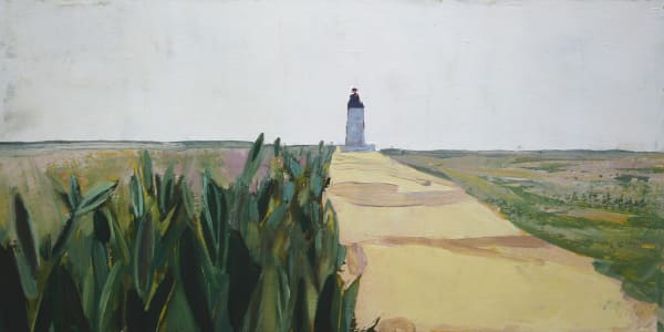 Mhairi McGregor RSW Farol de Sagres Oil on canvas 12 x 24 "