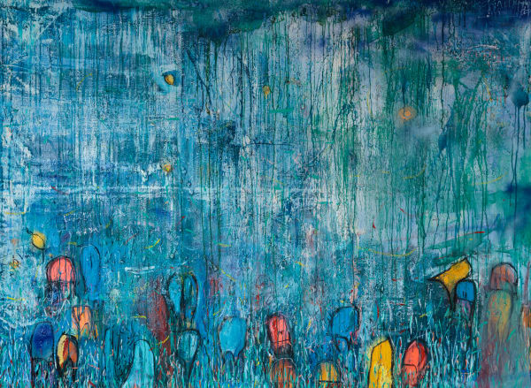 Tyrone Deans Behind the Falls Mixed media on canvas 55 x 74 "