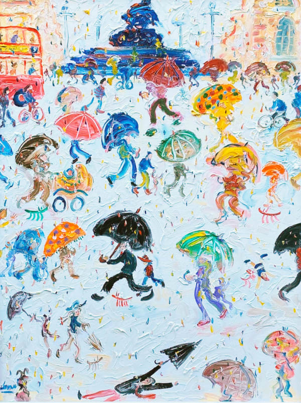 Simeon Stafford Piccadilly Oil on canvas 32 x 24 "