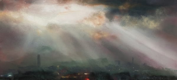 Matthew Draper PS The Morning Sky is Full of Light Part XVI (Kitchen Window Series No. 290) Pastel on paper 8 x 19 "