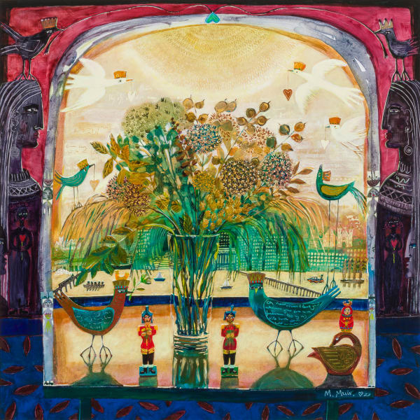 Morag Muir PAI RSW The Messengers Acrylic on board 32 x 32 "