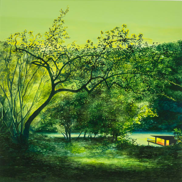 Teresa Lawler RI Beyond the Edge of the City: The Sheltering Forest Watercolour, gouache and ink 20 x 20 "