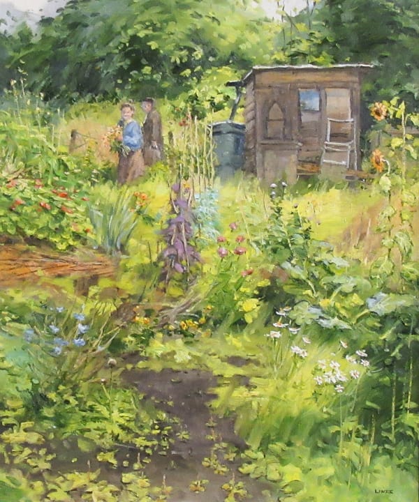 John Lines RBSA RSMA KAS No Veg Today Oil on canvas 20 x 17 "