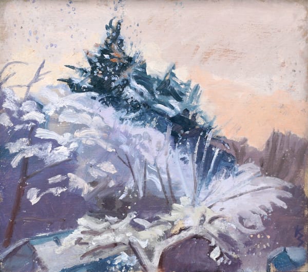 Kim Scouller Snowy Solstice Oil on panel 10 x 11 "