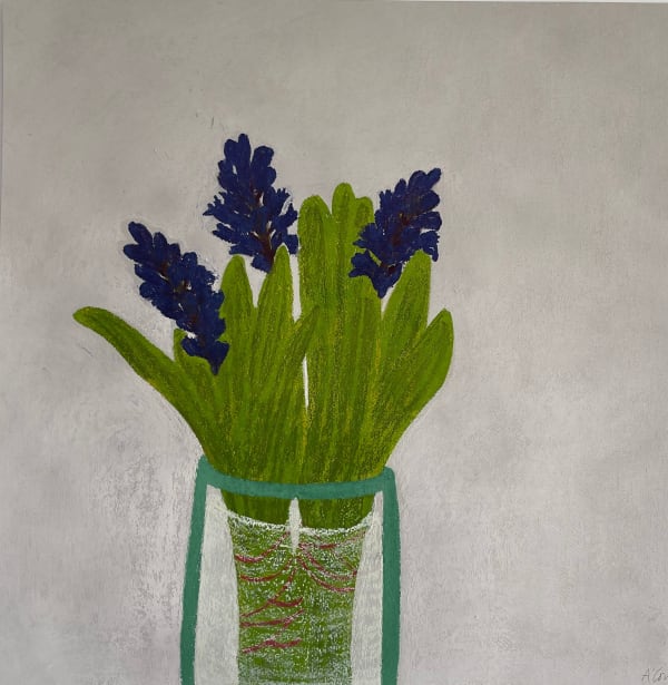 Angela A'Court PS Blue Hyacinths Soft pastel on paper 18 x 18 "