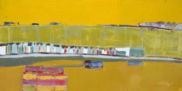Mhairi McGregor RSW Broadsands Beach Huts, 2021 Oil on canvas 12 x 24 "