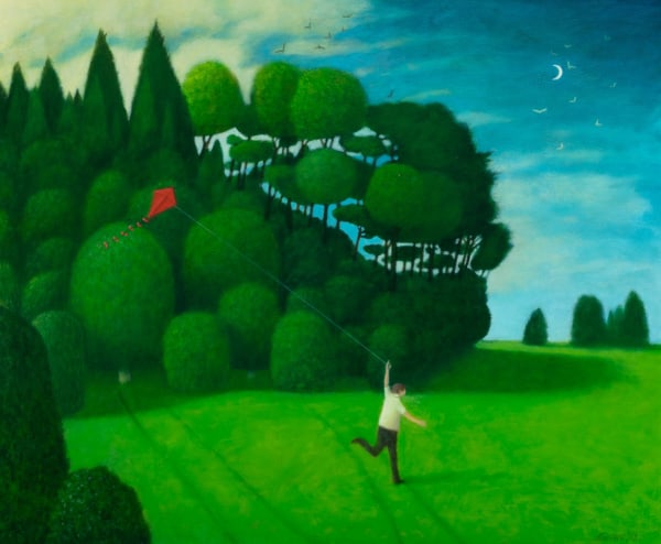 James Tweedie RGI Boy with Kite Oil on board 30 x 36 "