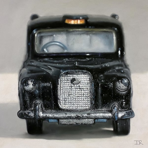 Ian Rawling PS Black Cab Soft Pastel and pastel pencil 16 x 16 "