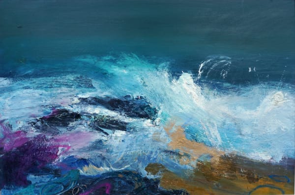 Helen Tabor Breaking Wave Oil on board 20 x 29 "