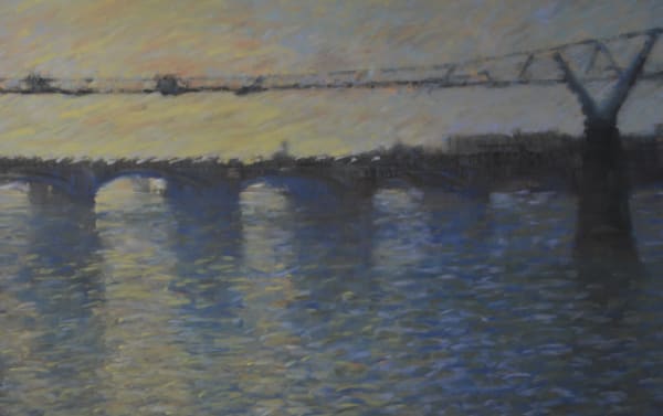 Simon Hodges VPPS Sunset over the Thames Soft pastel 12 x 20 "