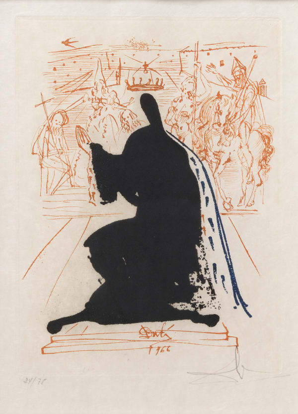 Salvador Dali Person in Ermine Coat Etching 12 x 9 "