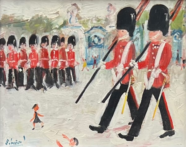 Simeon Stafford Changing the Guard Oil on board 8 x 10 "