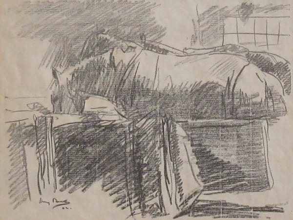 Harry Becker Horses in the Stable Lithograph 8 x 10 "