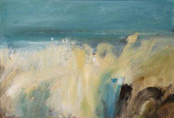 Helen Tabor Estuary and Pale Grasses Oil on board 22 x 32.5 "