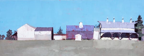 Mhairi McGregor RSW Mennonite Farm, Iowa Oil on canvas 21 x 53 "