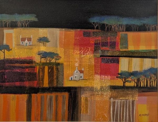 Erraid Gaskell Fields of Youth Mixed media on canvas 16 x 20 "