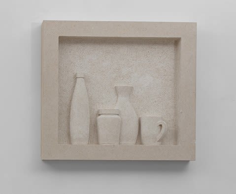 Gabriele Risso MRSS Still Life II Portland limestone 21 x 24 x 3 "