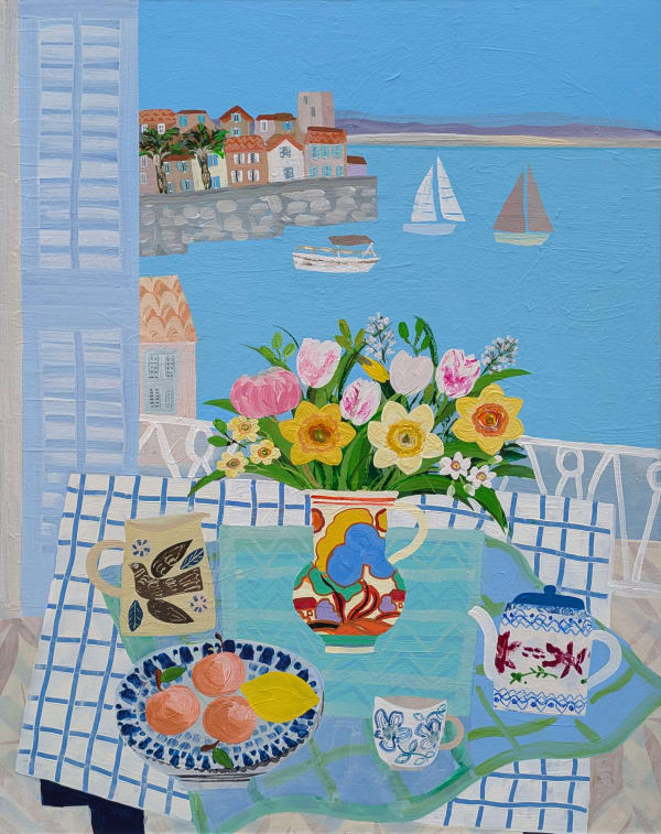 Emma Williams Spring Flowers, Antibes Acrylic on canvas board 40 x 30 "