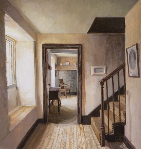 Sarah Spencer RAS VPNEAC Interior with Stairs Oil on panel 10.5 x 10 "