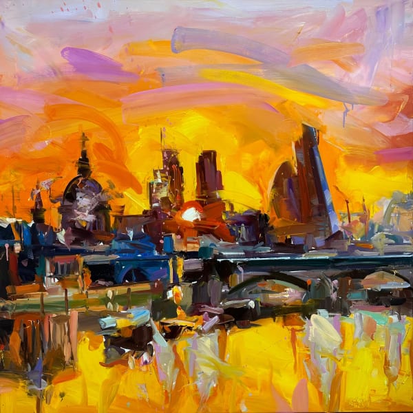 Paul Wright The Orange City Oil on linen 43.5 x 43.5 " 110 x 110 cm