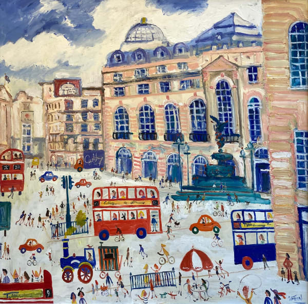 Simeon Stafford Piccadilly Oil on board 32 x 32 "