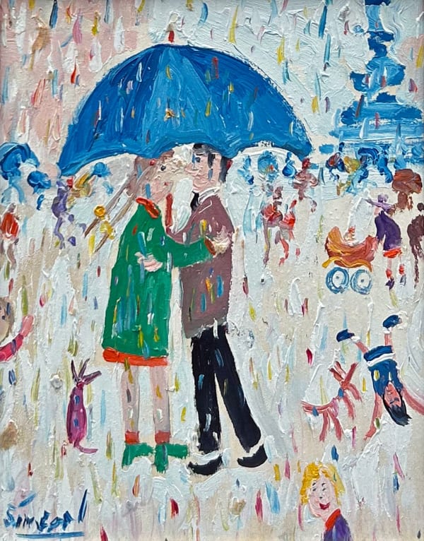 Simeon Stafford Brief Encounter Oil on board 10 x 8 "