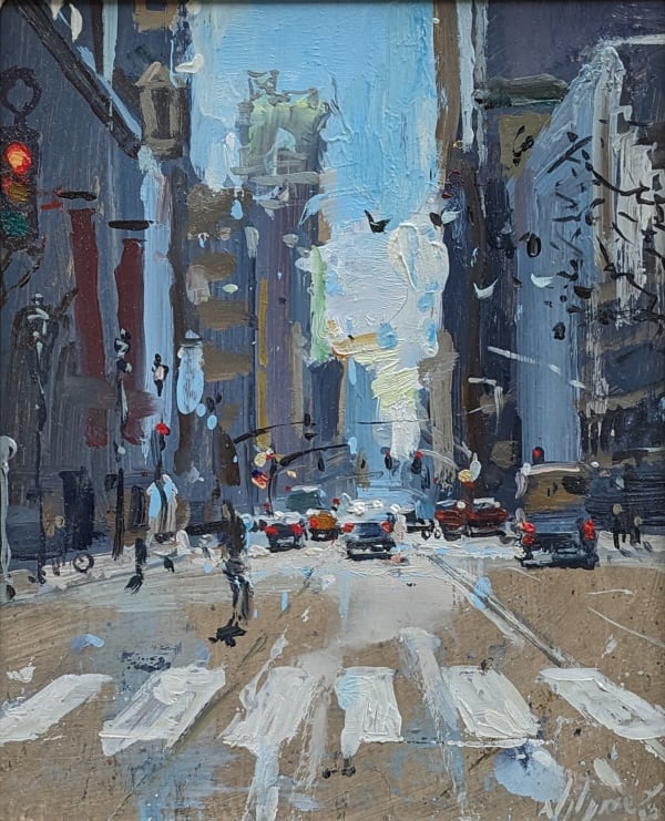 Nick Grove RSMA Fifth Avenue, NYC Oil on board 10 x 8 "