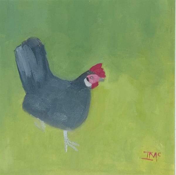 Irene McCann Bubbles the Japanese Bantam Oil on board 9 x 9 "