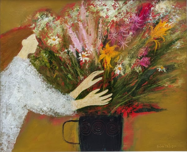 Helen Tabor Arranging the Flowers Oil on panel 30 x 36 "