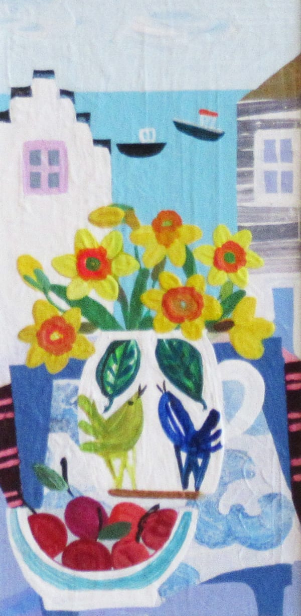 Emma Williams Daffodils, Aldeburgh Acrylic on canvas 10 x 5 "