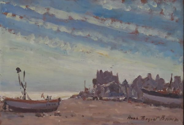 Hugh Boycott Brown RSMA Early Morning Aldeburgh Beach Oil on board 7 x 10 "