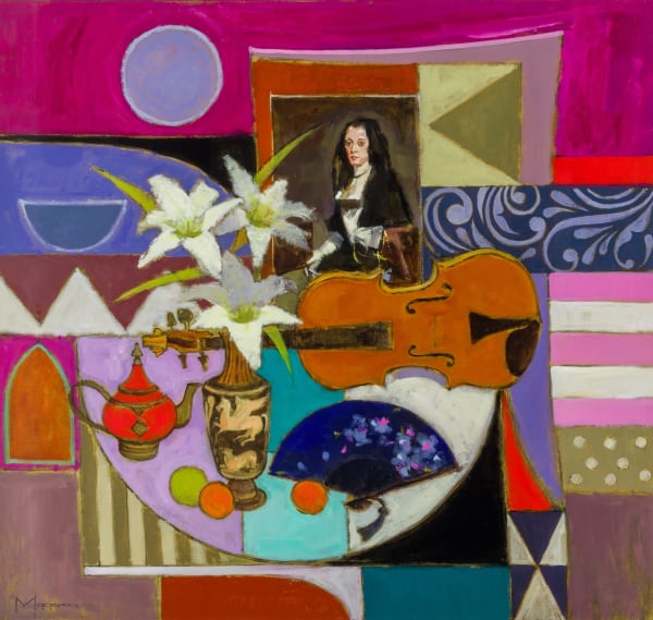 Jack Morrocco Violin and Velasquez Oil on canvas 34 x 36 "