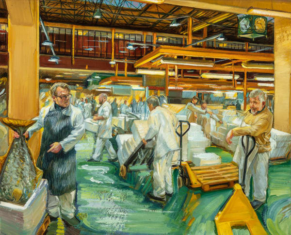 Lewis Hazelwood-Horner RBA Halibut a Bigger Box Oil on canvas 21 x 26"