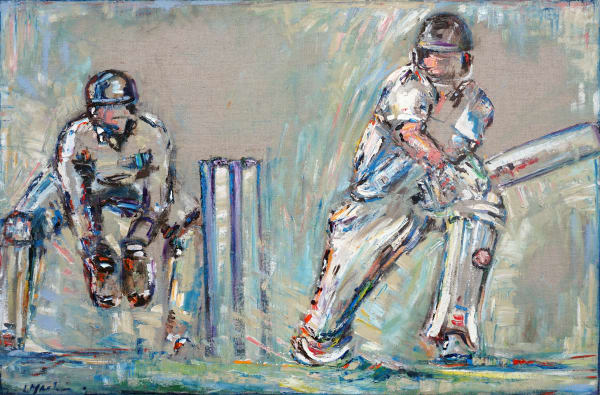 Luci Maclaren The Reverse Sweep Oil on raw linen 20 x 30 "