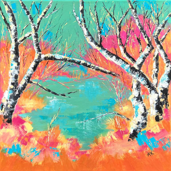 Audrey Kellow Winter Pools, Penrose Oil on canvas 21 x 21 "