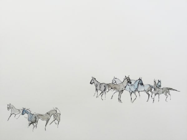 Jo Taylor Herd Ink and watercolour on paper 15 x 25 "