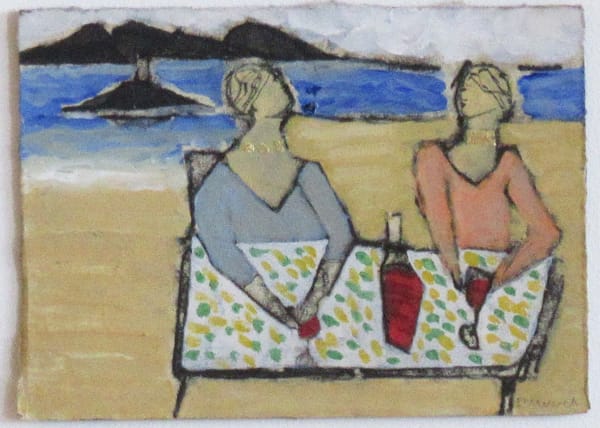 John Emanuel Beach Drinks Mixed Media 6 x 8 "