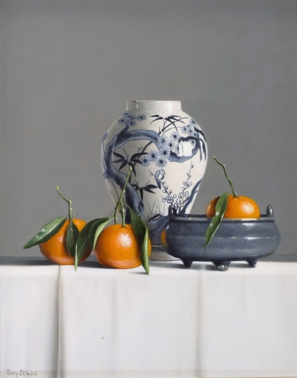 Tony de Wolf, Chinese Vase and Three Mandarins
