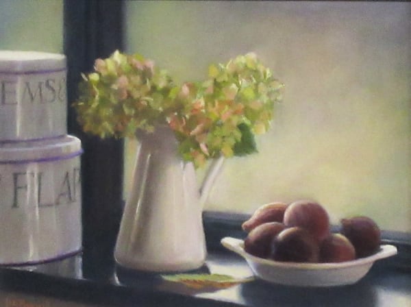 Liz Balkwill PS Bridgewater Figs and Hydrangea Pastel 8.5 x 12.5 "