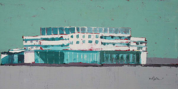 Mhairi McGregor RSW Midland Hotel, Beach Front, 2021 Oil on canvas 12 x 24 "