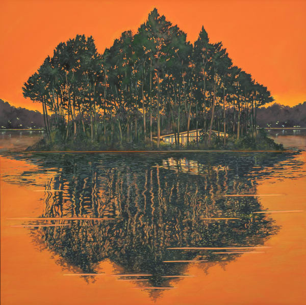 Teresa Lawler RI Far from the City - Island Haven Oil on canvas 36 x 36 "