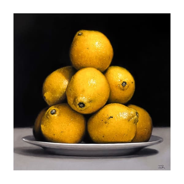 Ian Rawling PS Tower of Lemons Soft pastel and pastel pencil 16 x 16 "