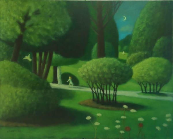 James Tweedie RGI The Green Labyrinth Oil on board 16" x 20"