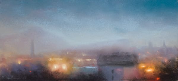 Matthew Draper PS Evening, Haar (Kitchen Window Series No. 291) Pastel on paper 8 x 18 "