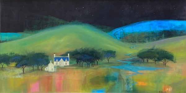 Erraid Gaskell Following the River Home Oil on board 19 x 38 "