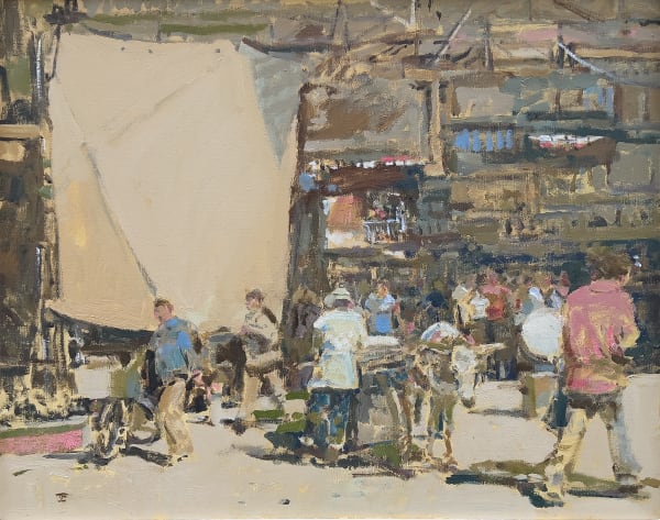 Tom Coates RP PPPS PPRBA PPNEAC The Donkey, Marrakesh Market Oil on canvas 24 x 30 "