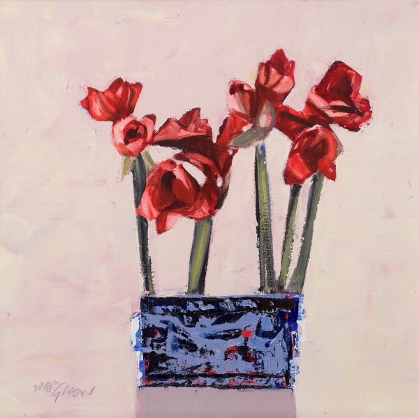 Mhairi McGregor RSW Amaryllis Oil on canvas 21 x 21 "
