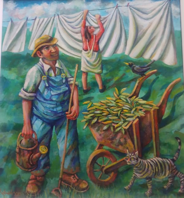 Jonathan Robertson Will it Rain? Oil on linen 26 x 24 "